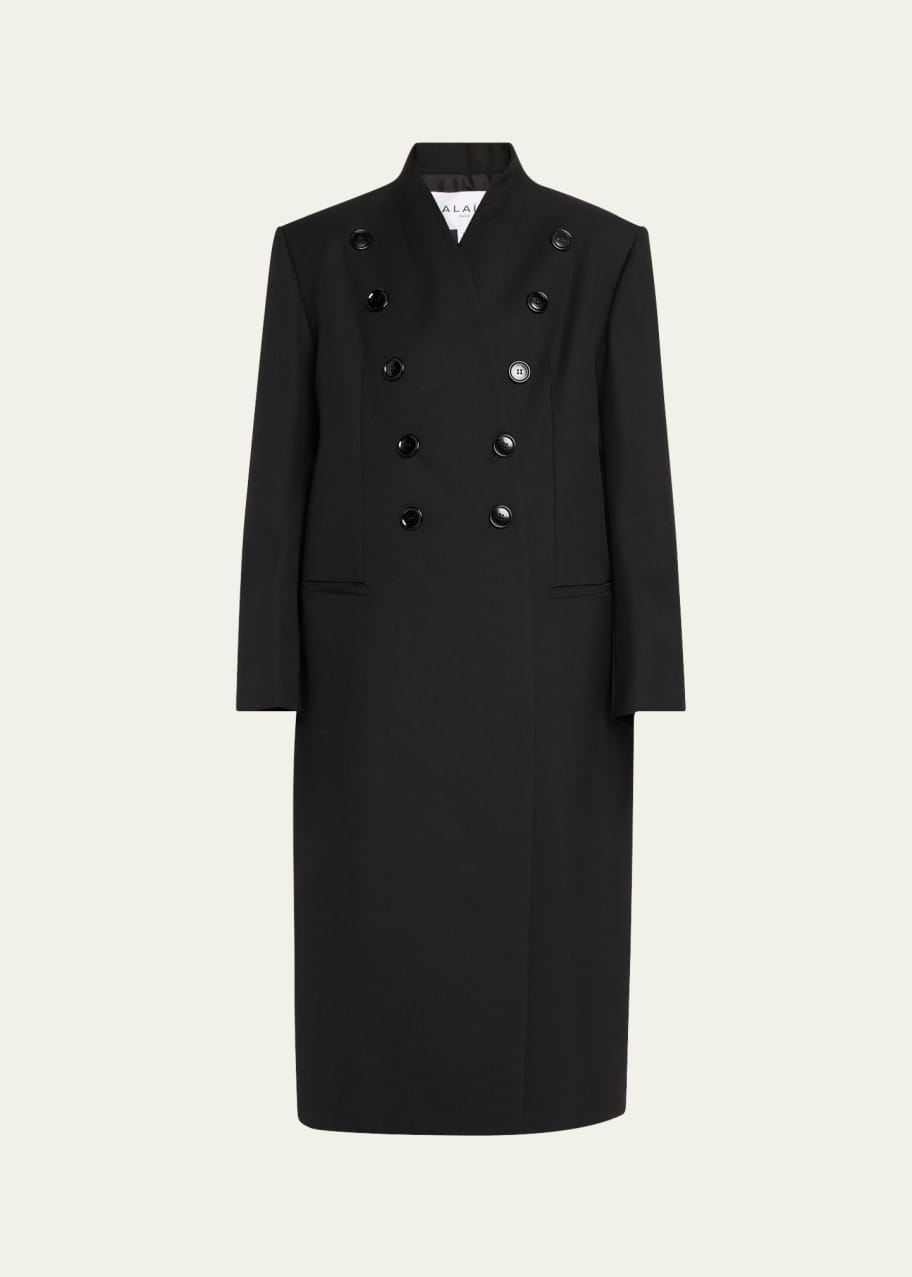 Image 1 of 1: Long Tail Buttoned Wool Overcoat