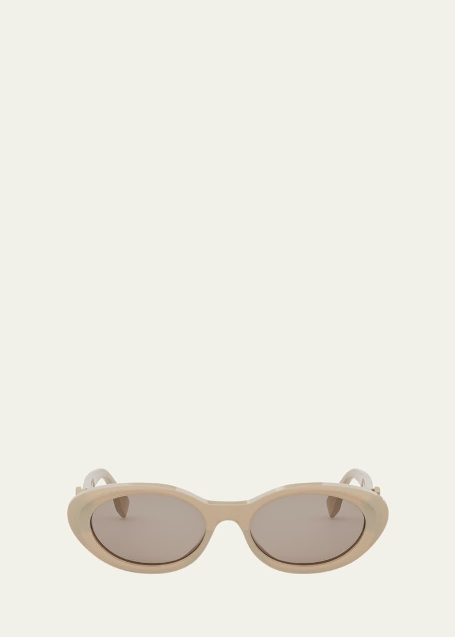 Image 1 of 1: Fendi Diamond Beige Acetate Oval Sunglasses
