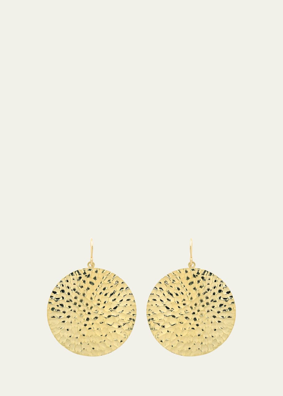Image 1 of 1: 18k Yellow Gold Large Hammered Disc Earrings