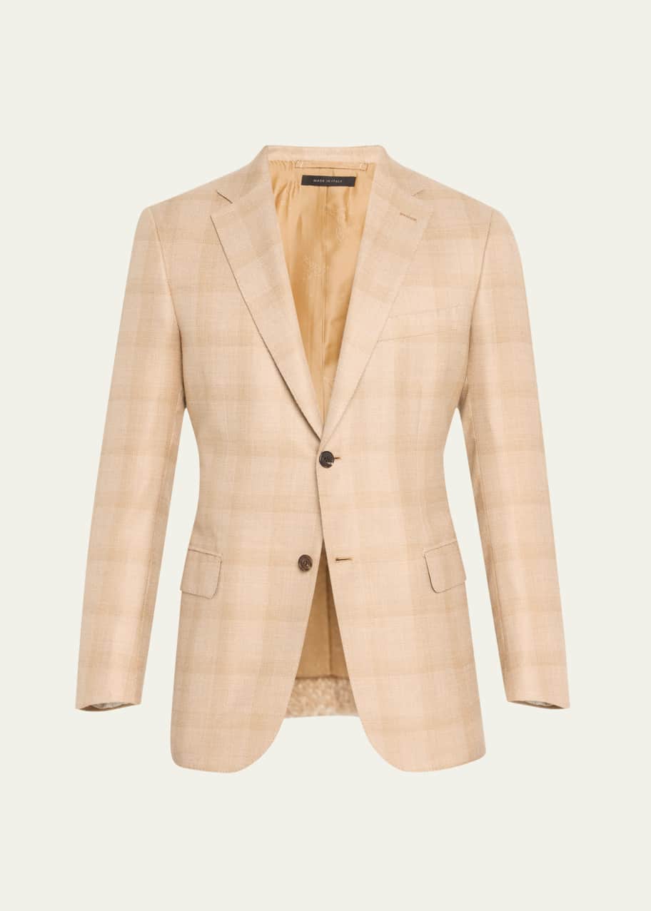 Image 1 of 1: Men's Cashmere-Silk Plaid Sport Coat