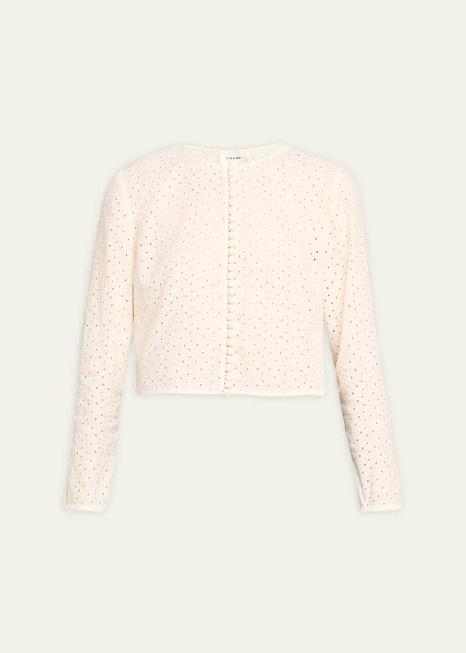 Image 1 of 1: Cropped Eyelet Cotton Jacket