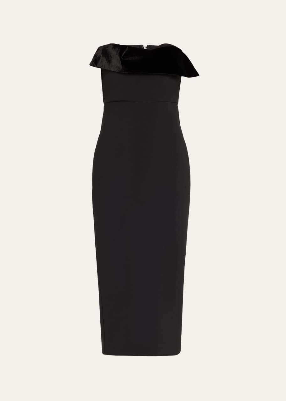 Image 1 of 1: Strapless Crepe Midi Dress