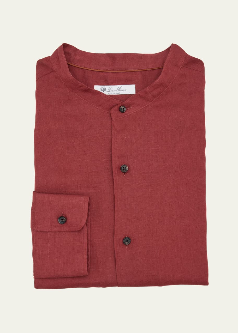 Image 1 of 1: Men's Elia Band-Collar Flax Sport Shirt
