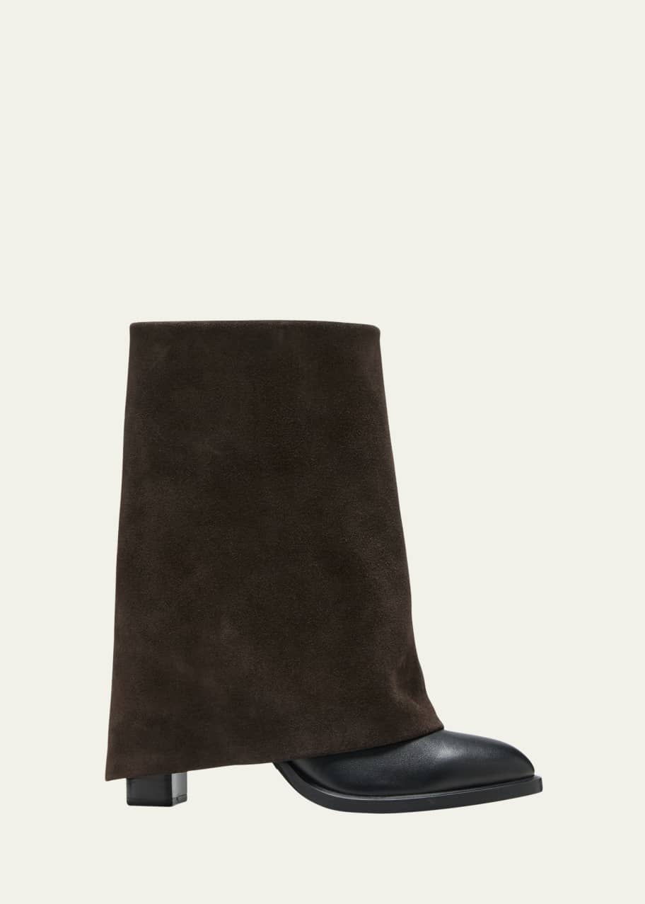 See by Chloe Melia Mixed Leather Fold-over Collar Mid Boots