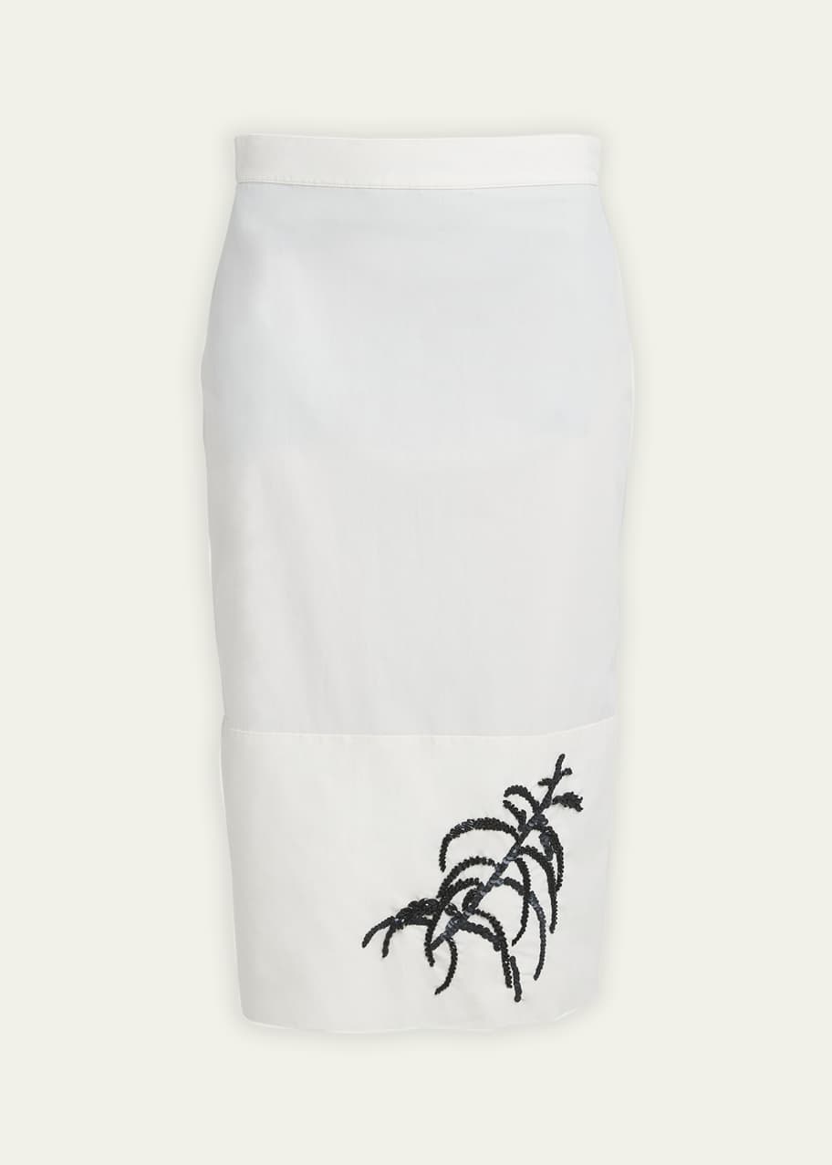 Image 1 of 1: Embroidered Midi Cotton Skirt