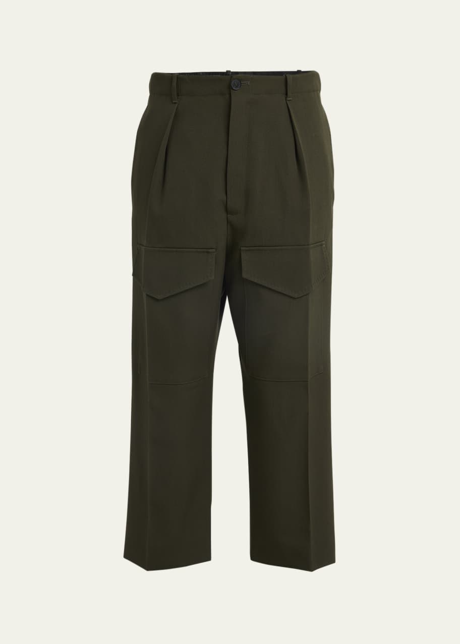 Image 1 of 1: Cropped Wool Gabardine Chino Pants