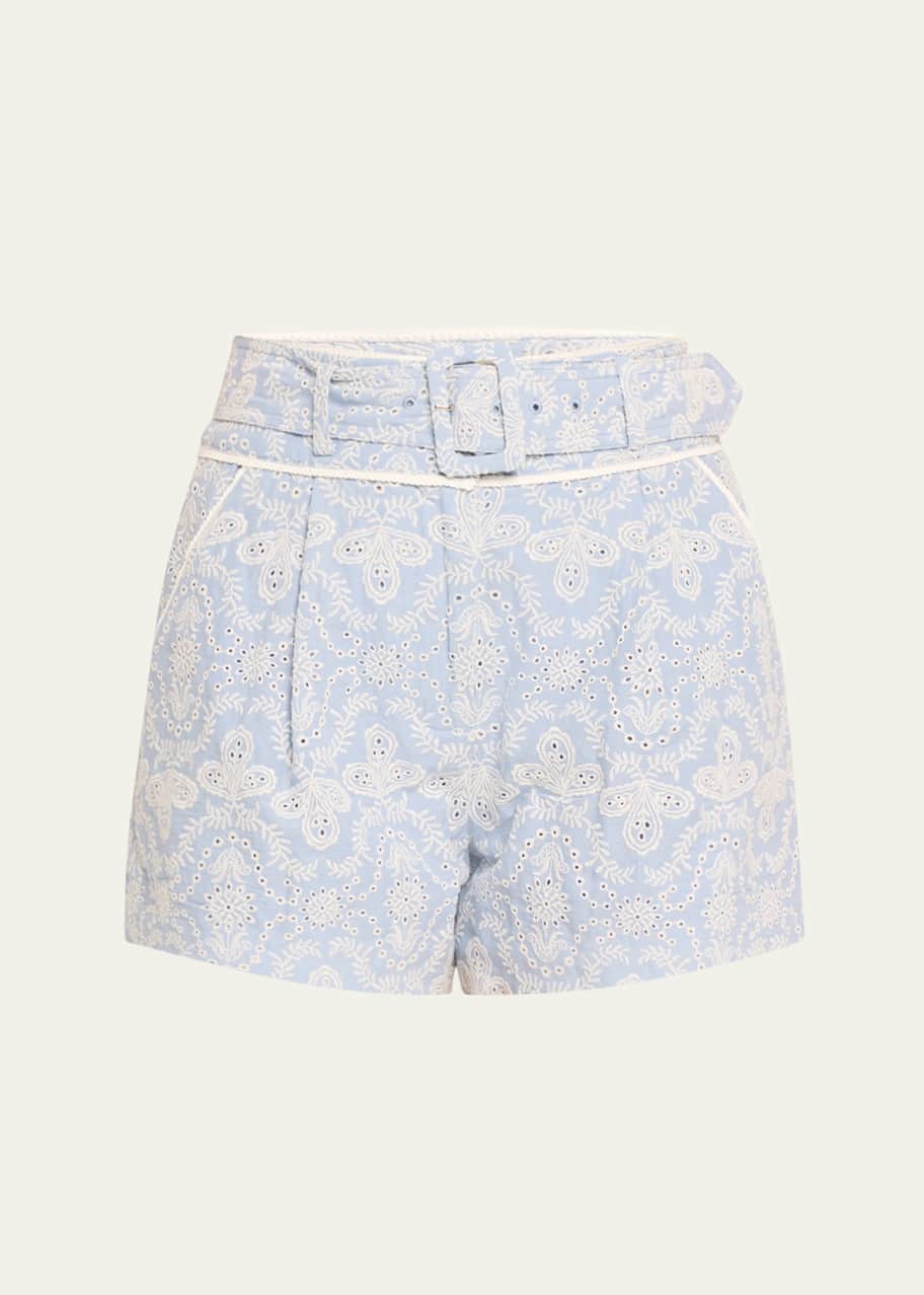 Image 1 of 1: Hobbes Belted Eyelet Shorts