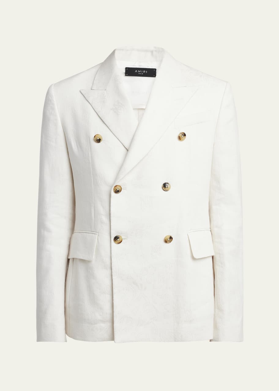 Image 1 of 1: Men's Bandana Linen Double-Breasted Blazer