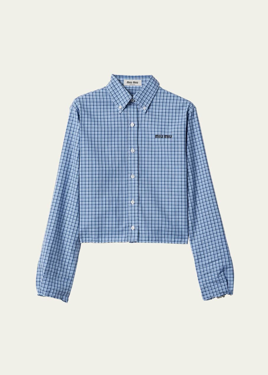 Image 1 of 1: Check Poplin Button Down Shirt