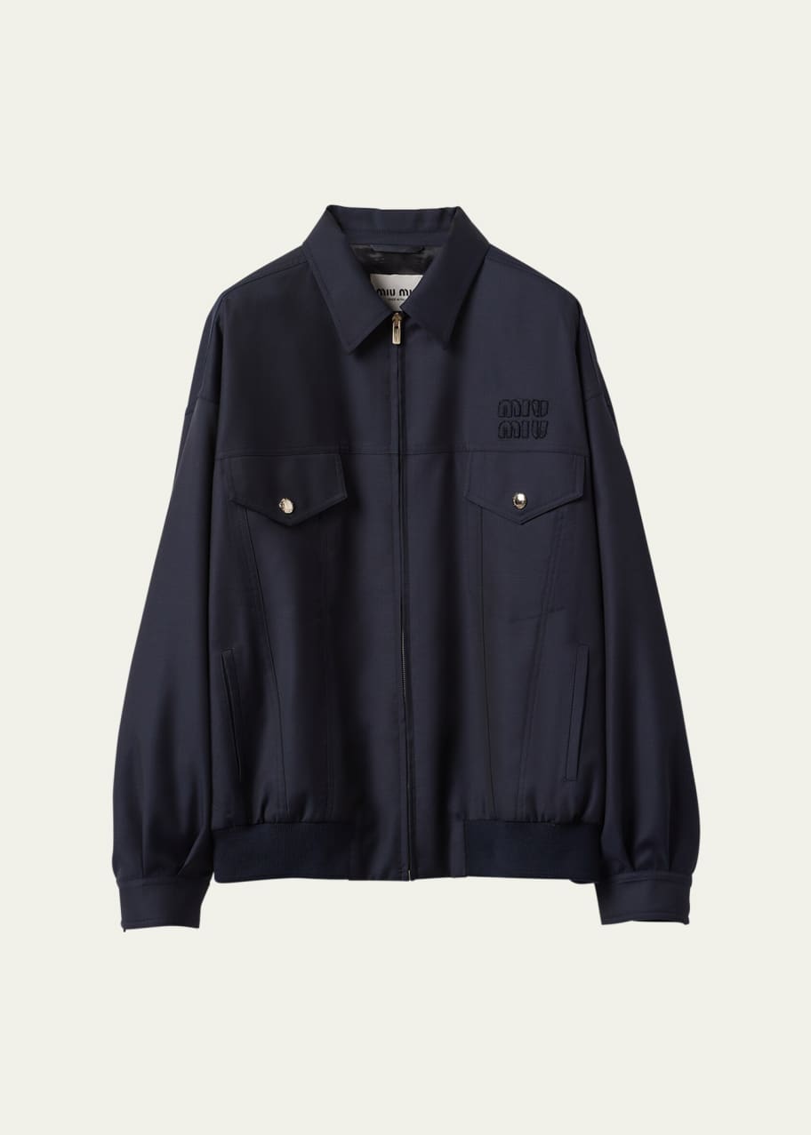 ブルゾン MIU MIU CHEVRON WOOL PADDED BOMBER JACKET Miu Miu Chevron Oversized Zip Up Bomber Jacket - Bergdorf
