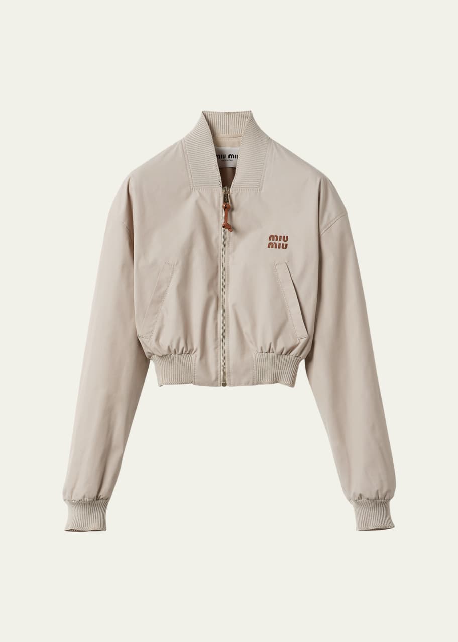 Miu Miu Long-Sleeve Crop Zip Bomber Jacket - Bergdorf Goodman