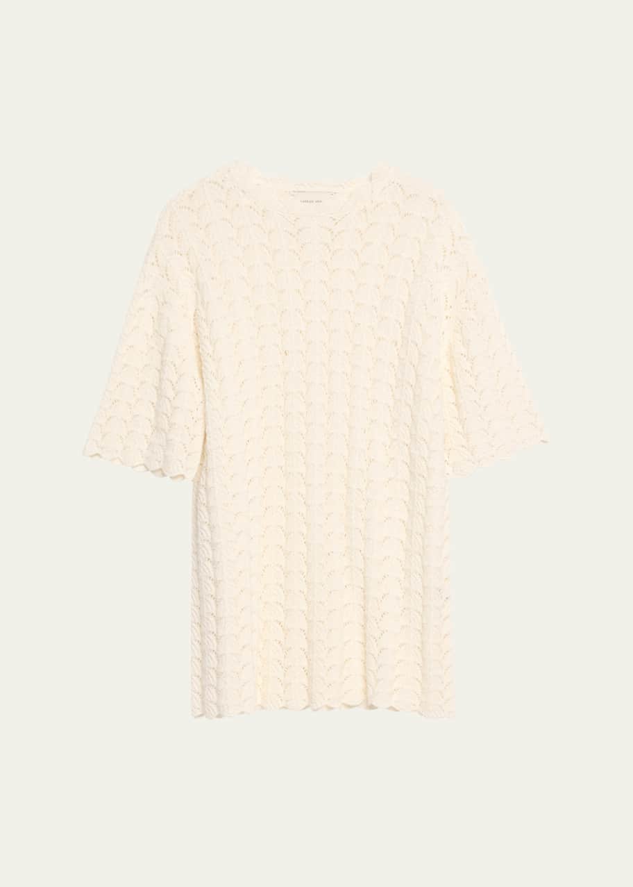Image 1 of 1: Doni Short-Sleeve Crochet Knit Mini Dress