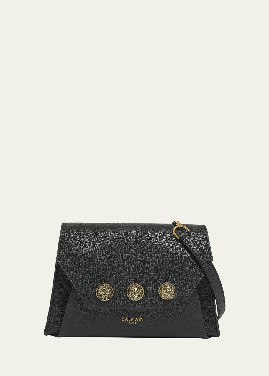 BALMAIN｜Embleme Shoulder a2172 Balmain Embleme Shoulder Bag in Grained Leather - Bergdorf