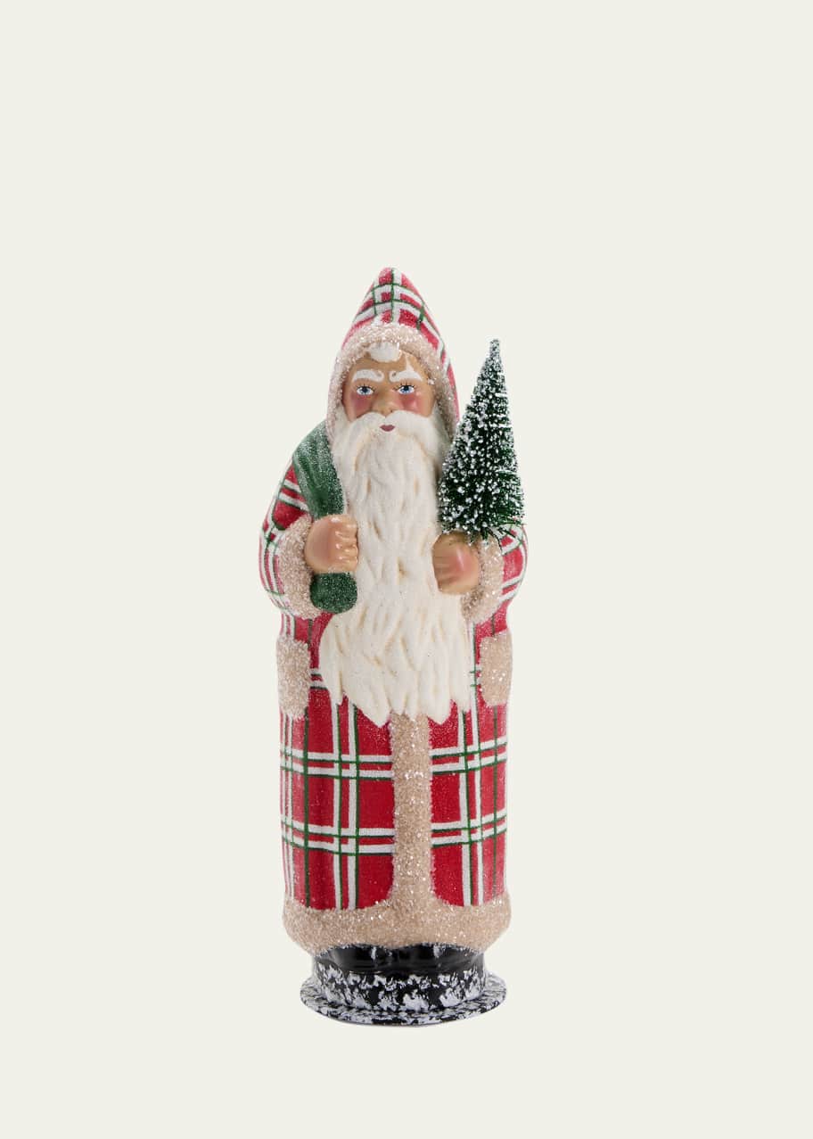 Image 1 of 1: Plaid Santa With Christmas Tree