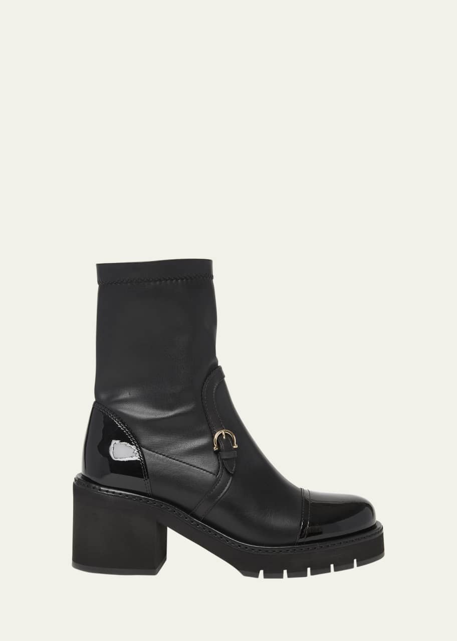 Image 1 of 1: Selyna Mixed Leather Stretch Ankle Boots