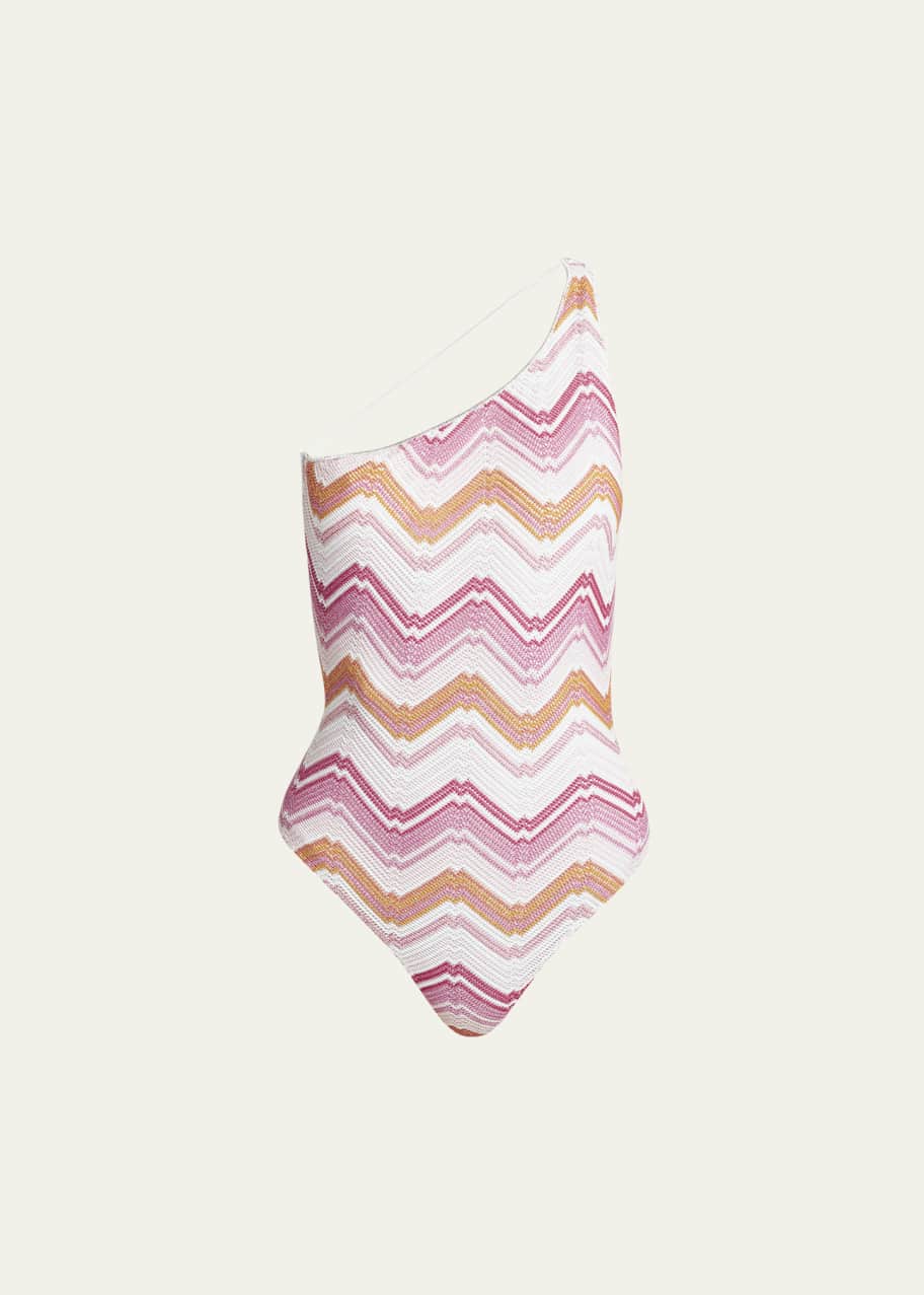 Image 1 of 1: Microshaded Zig-Zag One-Piece Swimsuit