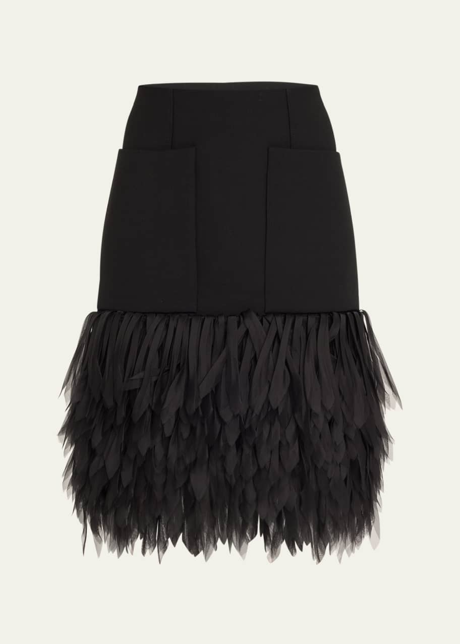 Image 1 of 1: Tiered Feather Effect Wool Skirt