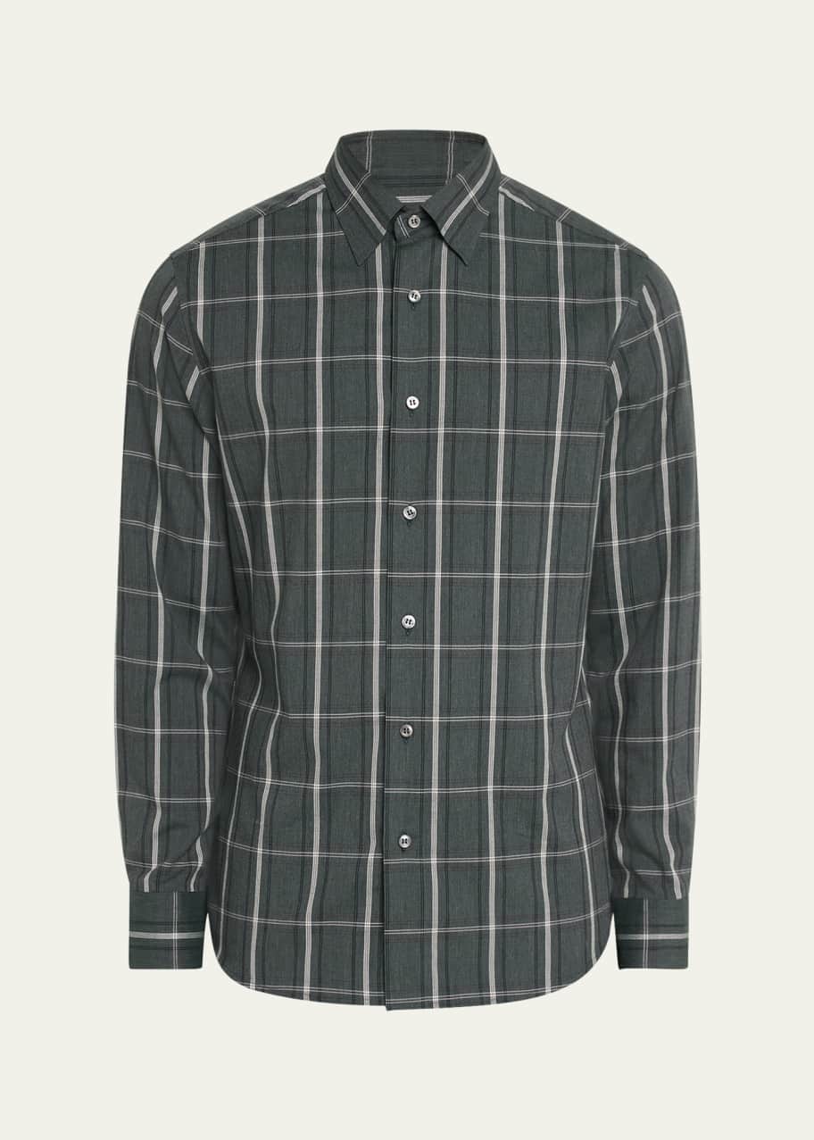 Image 1 of 1: Men's Cotton-Cashmere Check Sport Shirt