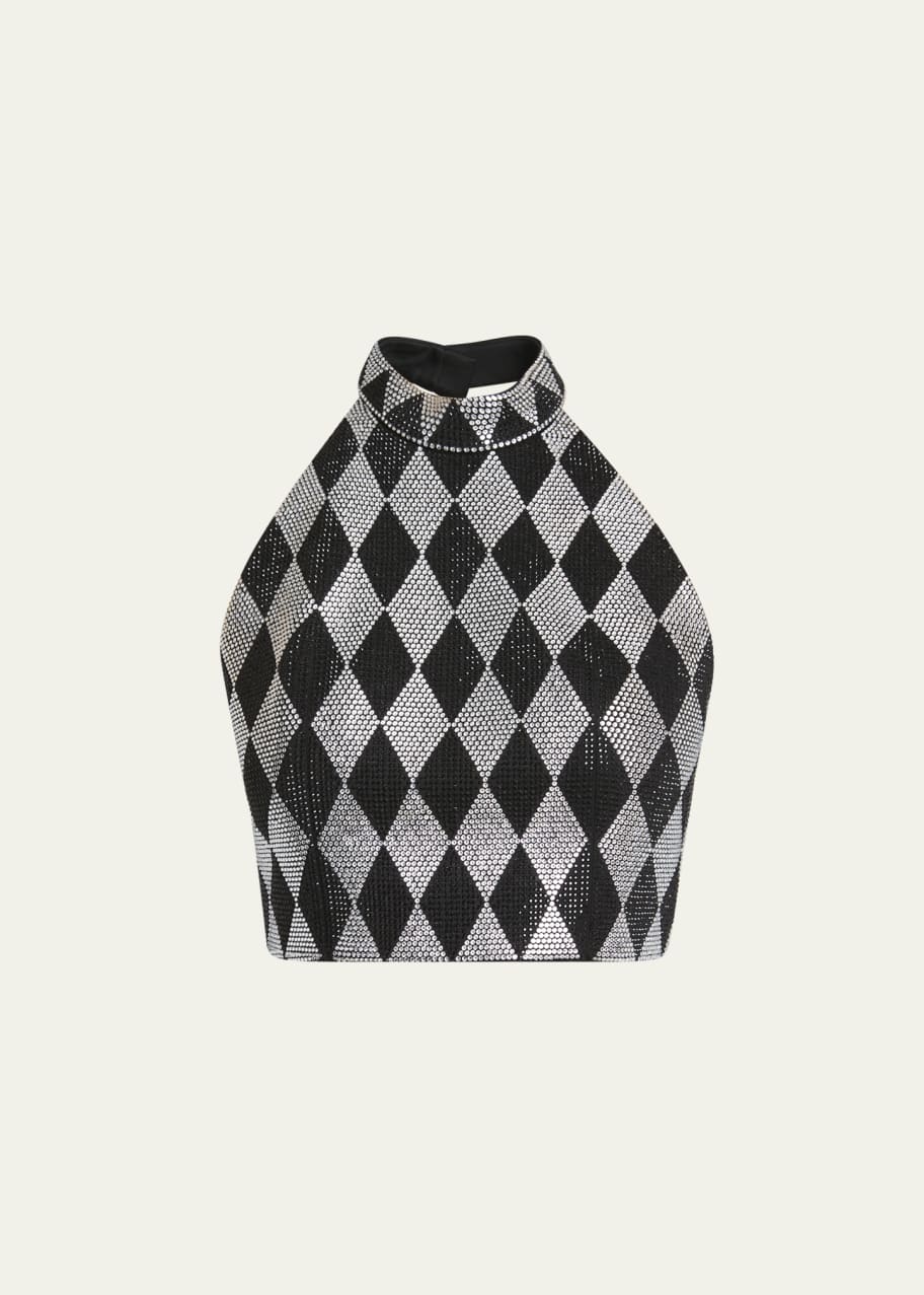 Image 1 of 1: Diamond Print Crystal Embellished Top