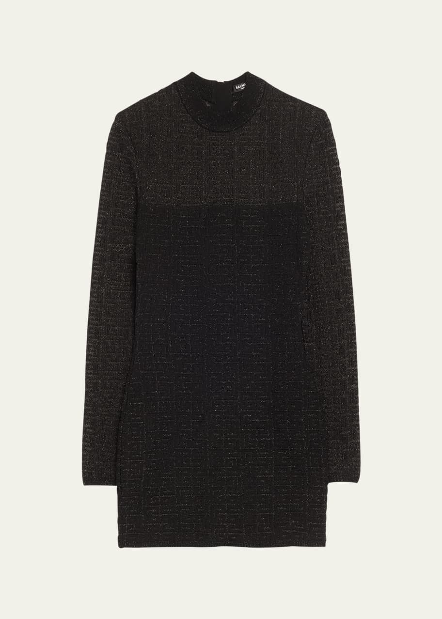 Image 1 of 1: Monogram Print Glitter Knit Mini Dress