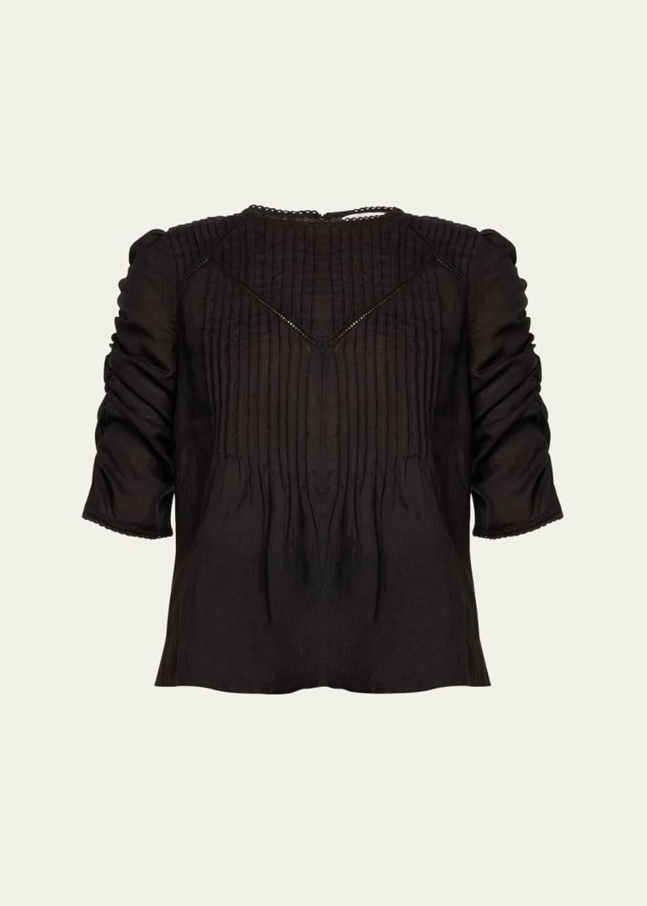 Image 1 of 1: Bryce Ruched-Sleeve Top