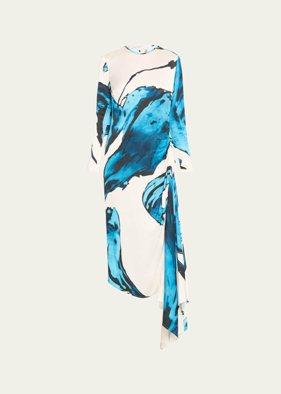 Image 1 of 1: Ananya Abstract Waves Draped Midi Dress
