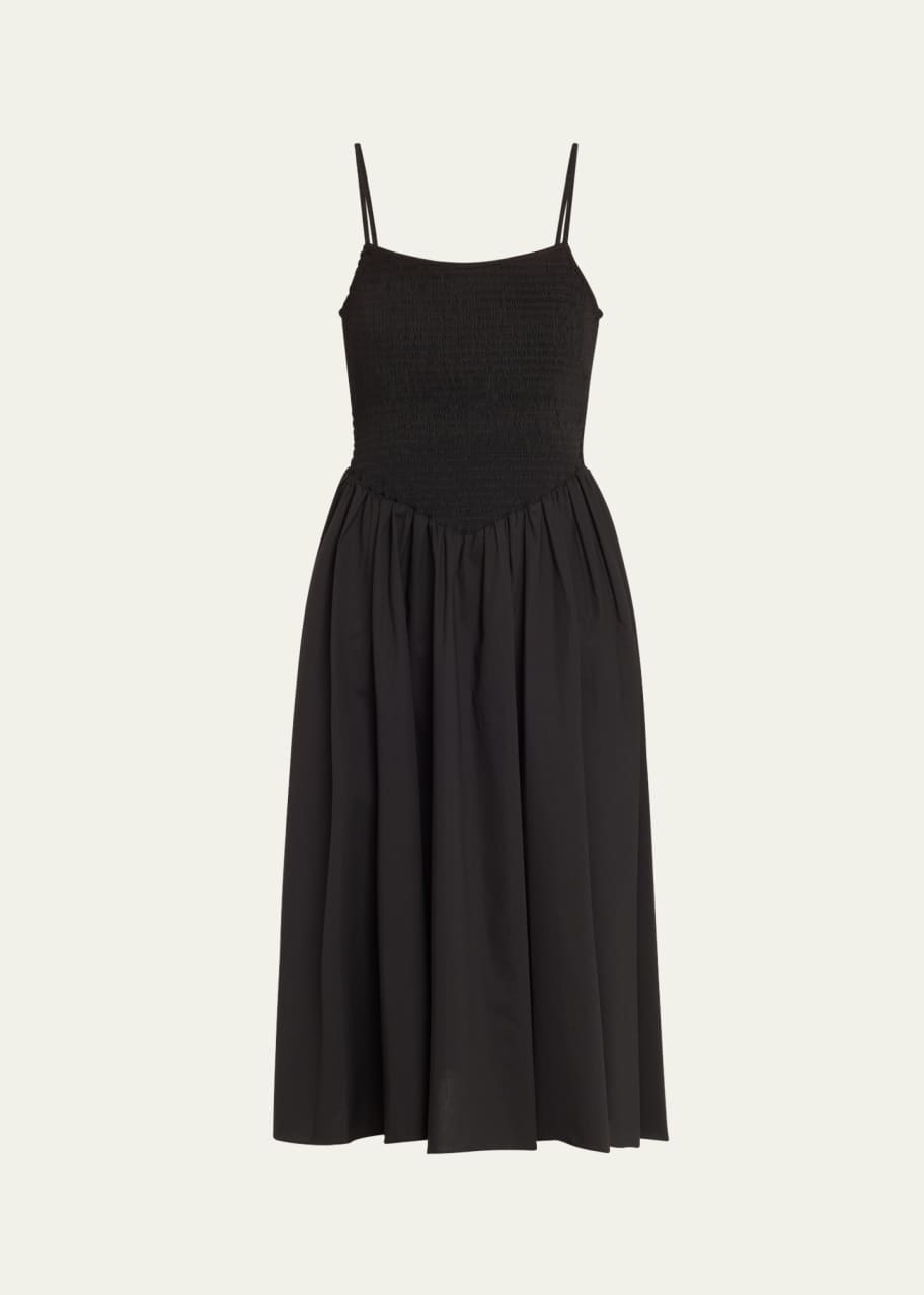 Image 1 of 1: Delora Smocked Scoop-Back Midi Dress