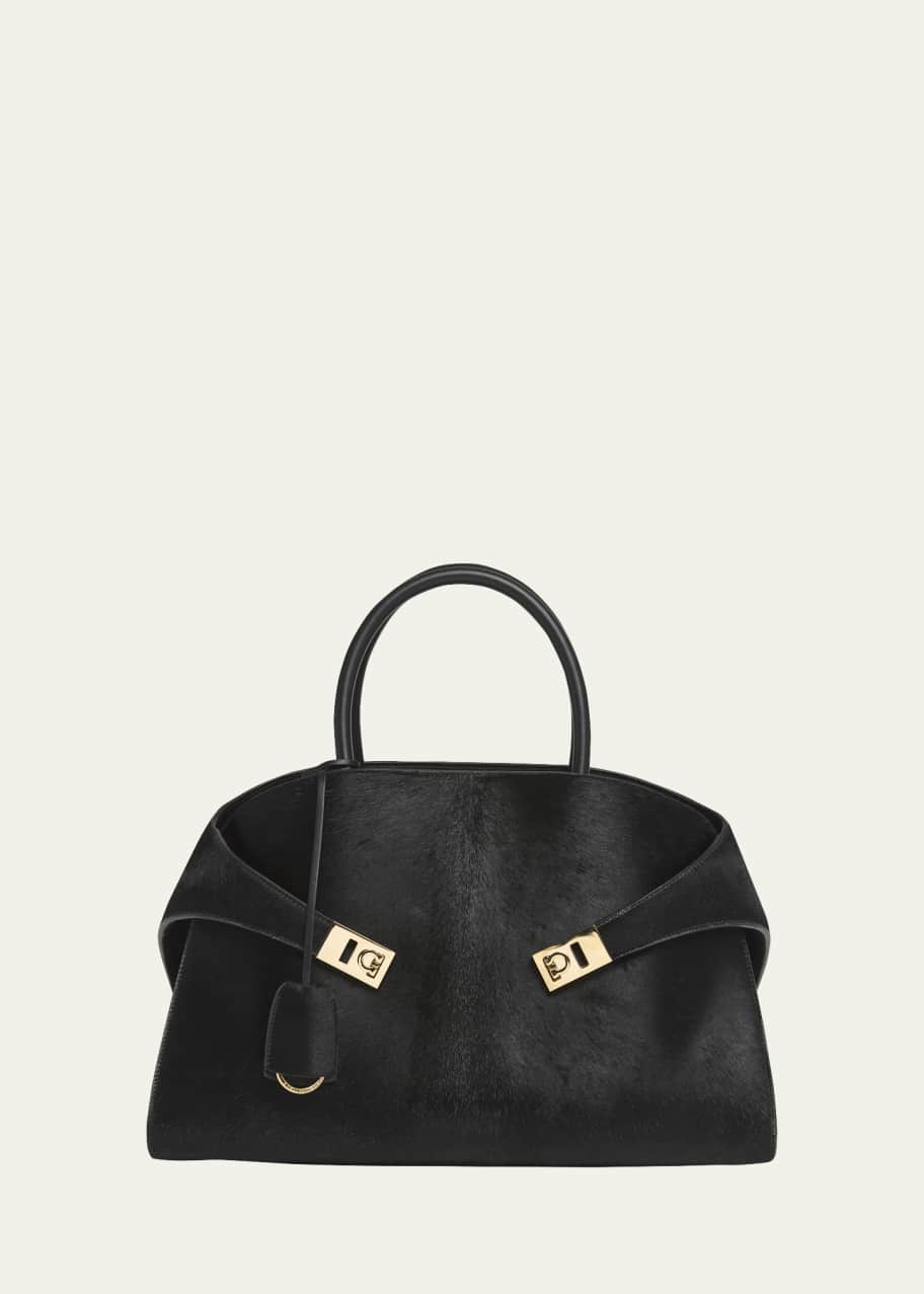 Image 1 of 1: Hug Medium Calf Hair Top-Handle Bag