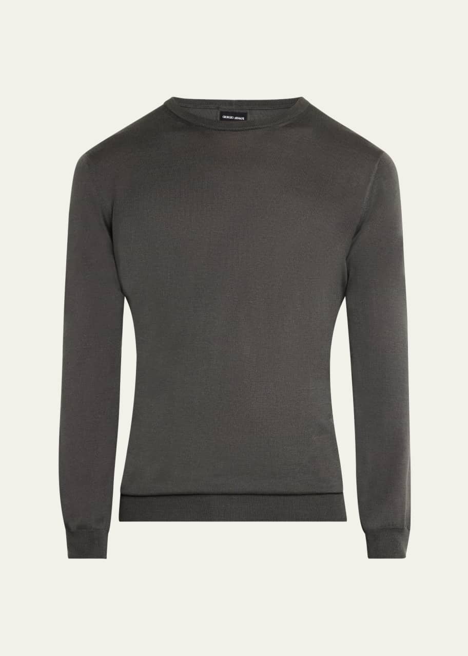 Image 1 of 1: Men's Silk-Cotton Crew Sweater