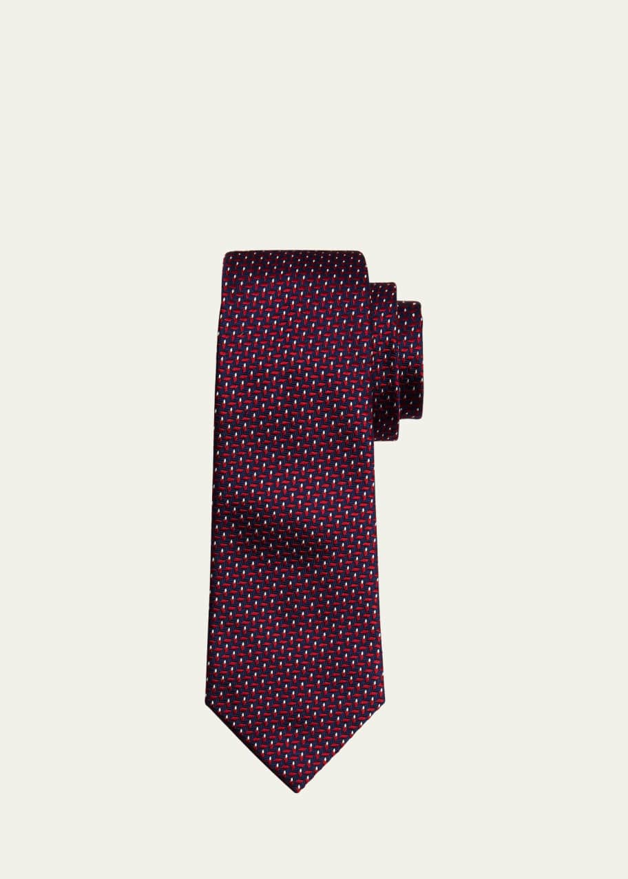 Image 1 of 1: Men's Raised Cubes Silk Tie