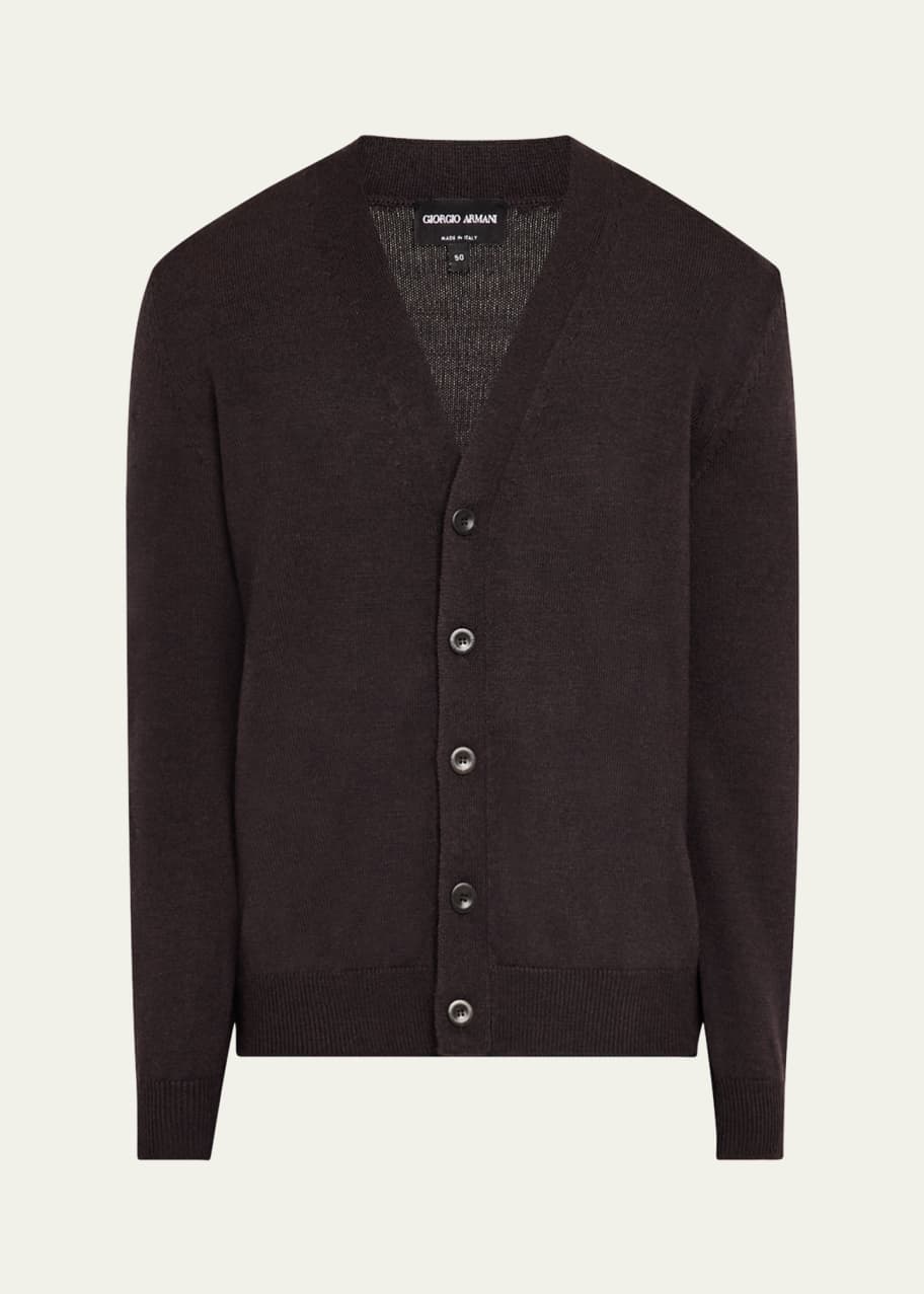 Image 1 of 1: Men's Solid Wool Cardigan