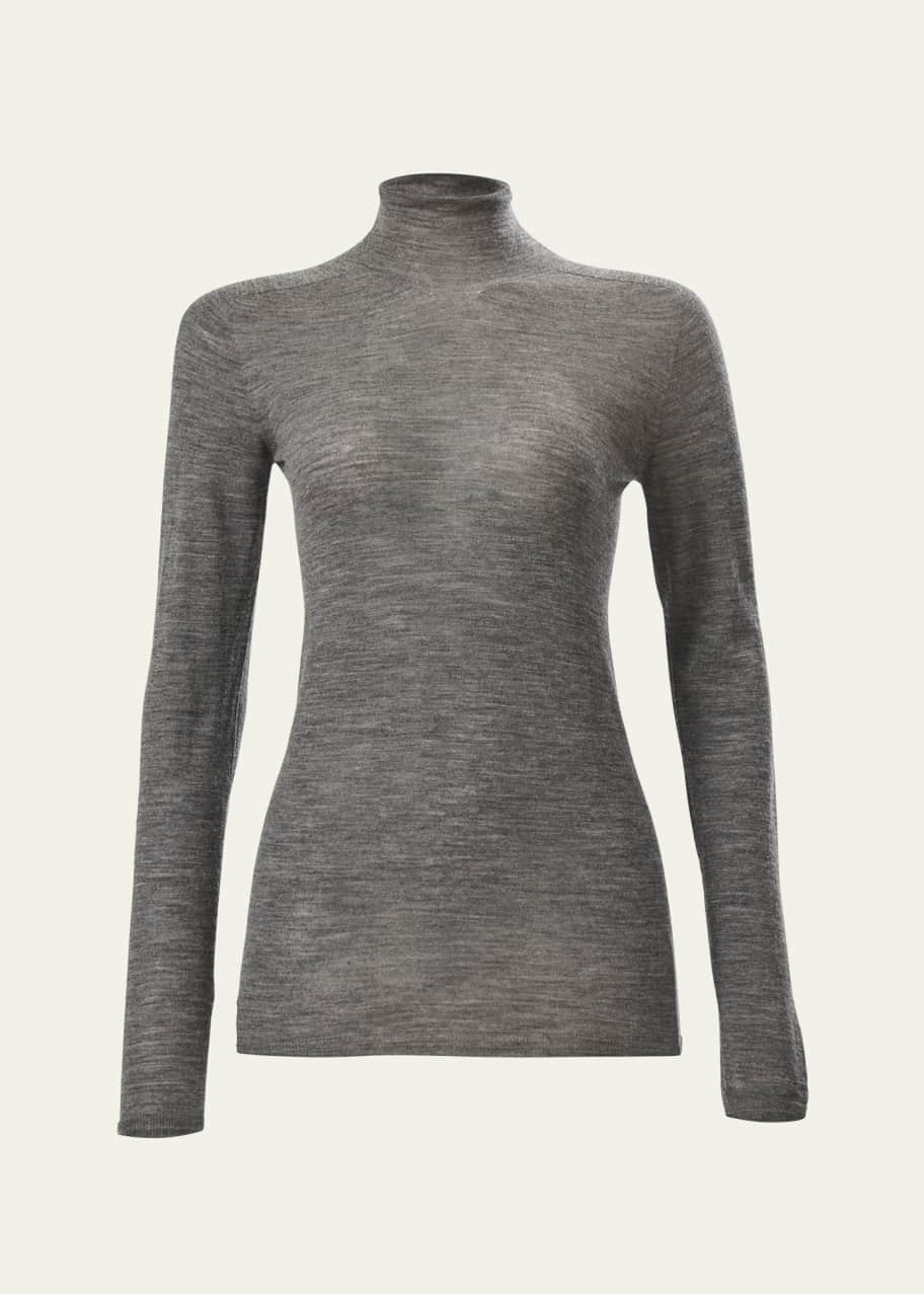 Image 1 of 1: Wool Sheer Knit Turtleneck