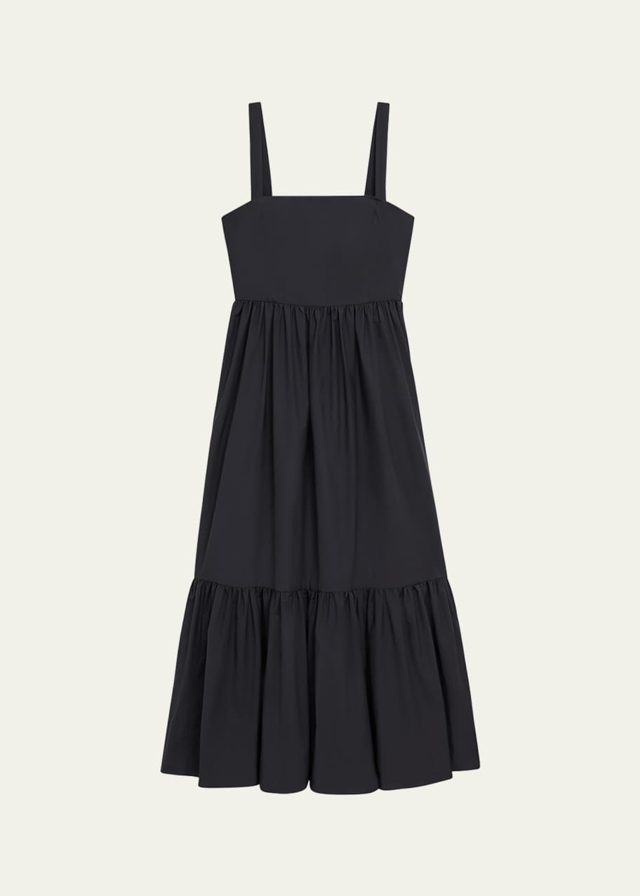 knee length dresses for ladies ELAN Cap Sleeve Ribbed Knit & Tiered Poplin Midi Dress – Chérie Lane