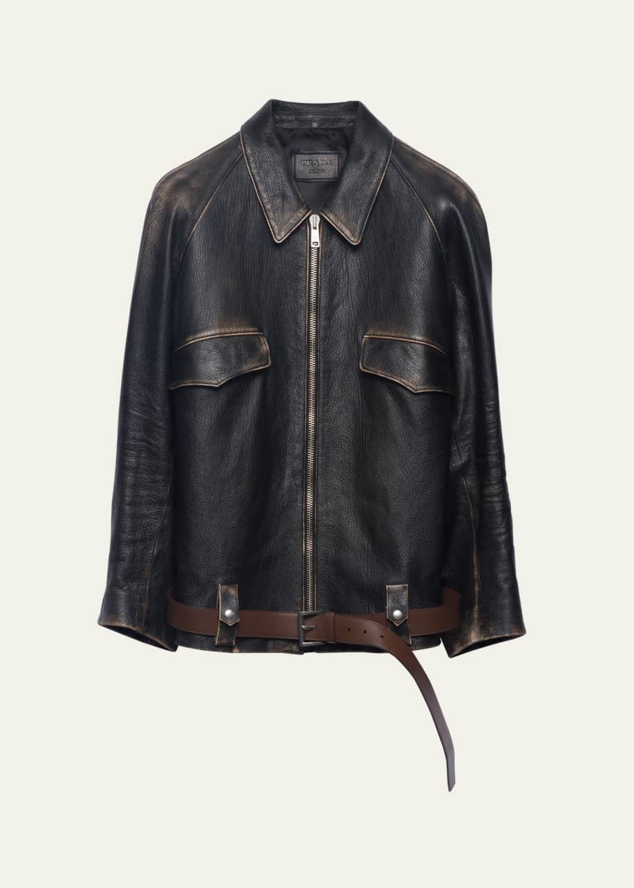Image 1 of 1: Leather Belted Jacket
