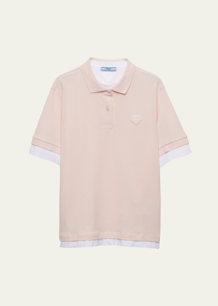 トップス 00s Prada Sports layered polo shirts Prada Two-Tone Jersey Layered Polo Shirt - Bergdorf Goodman