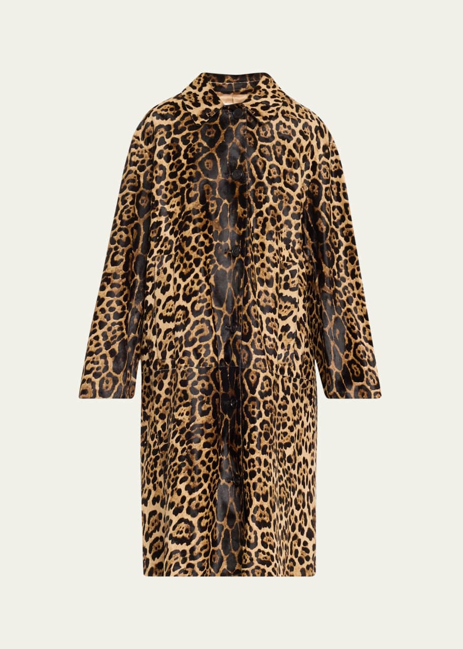 コート Golden  LEOPARD PRINT COAT Michael Kors Collection Oversized Jaguar-Print Coat