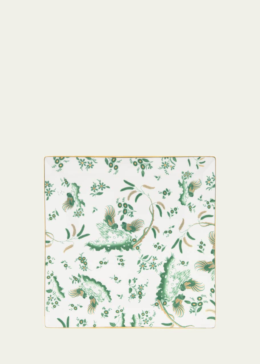 Image 1 of 1: Oro di Doccia Square Plate, Giada