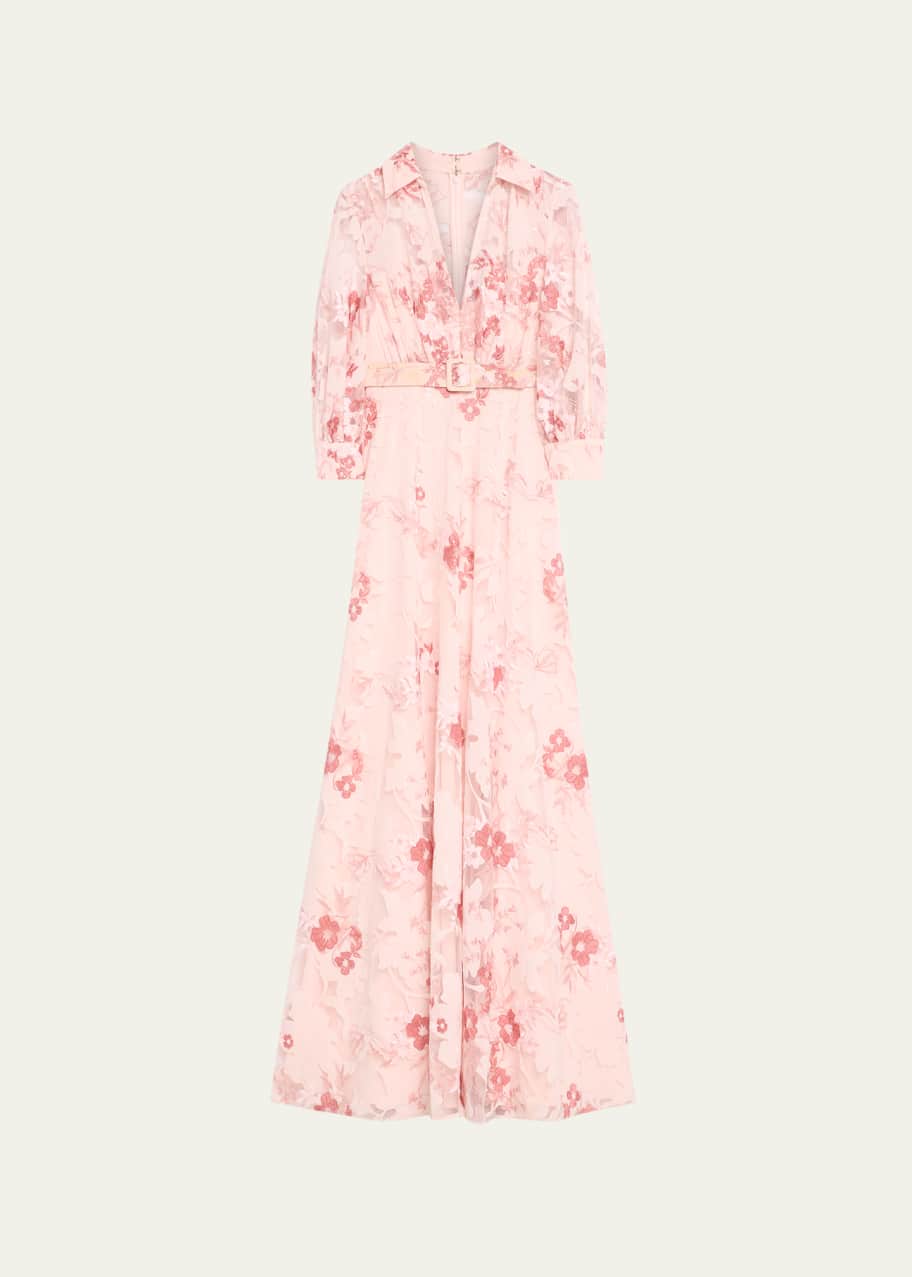 knee length dresses for ladies White Embroidered Lace Shirt Dress with Sash By BADGLEY MISCHKA – Elilhaam main image 0