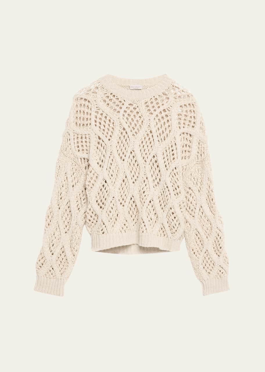 Image 1 of 1: Opera Cashmere Cable-Knit Net Sweater