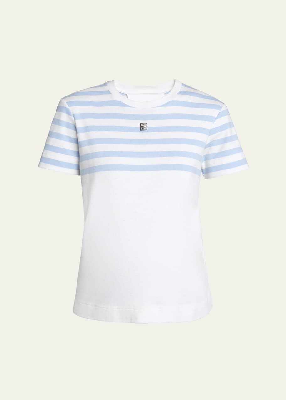 Image 1 of 1: Striped Top T-Shirt with 4G Logo Detail