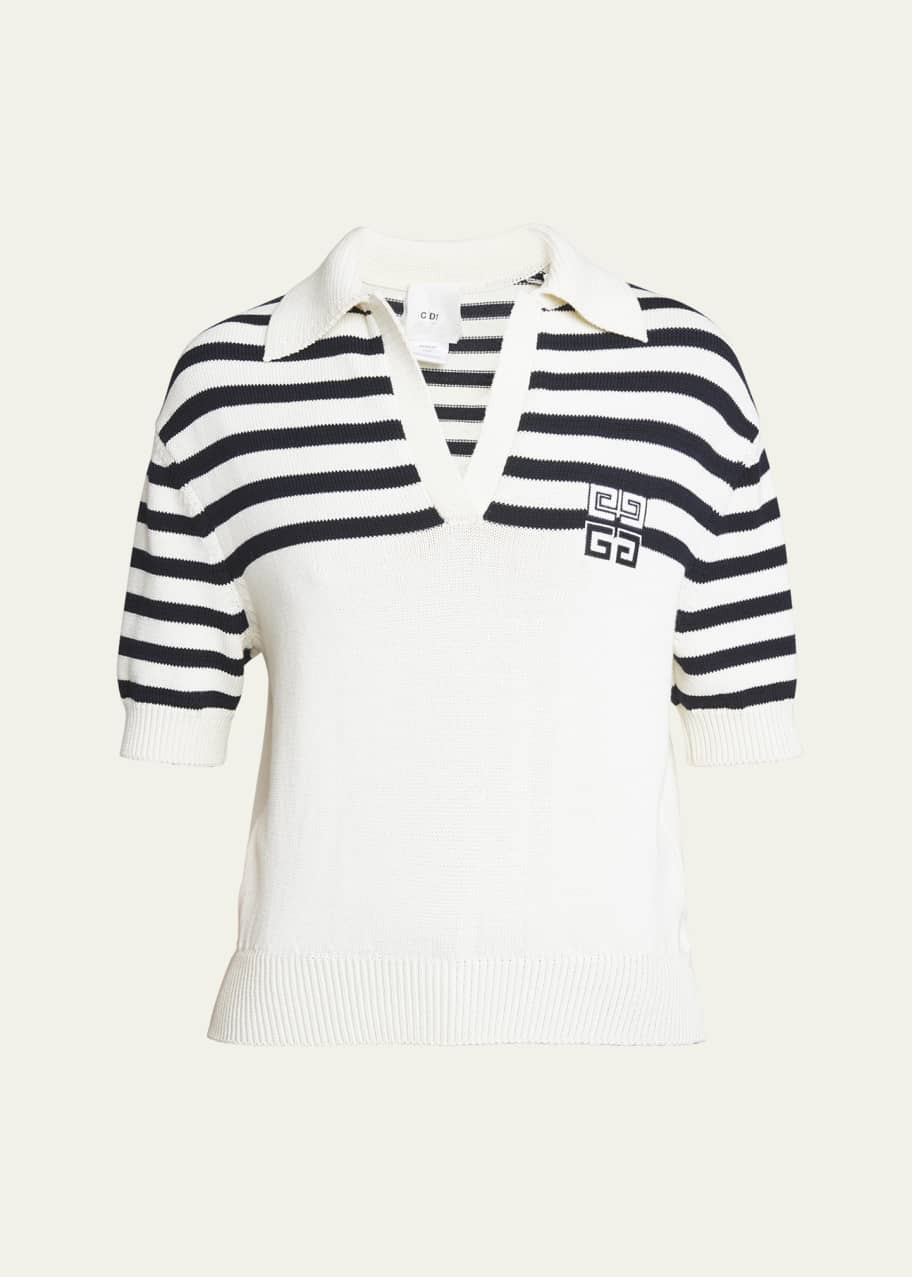 Image 1 of 1: 4G Logo Short-Sleeve Stripe Polo Sweater