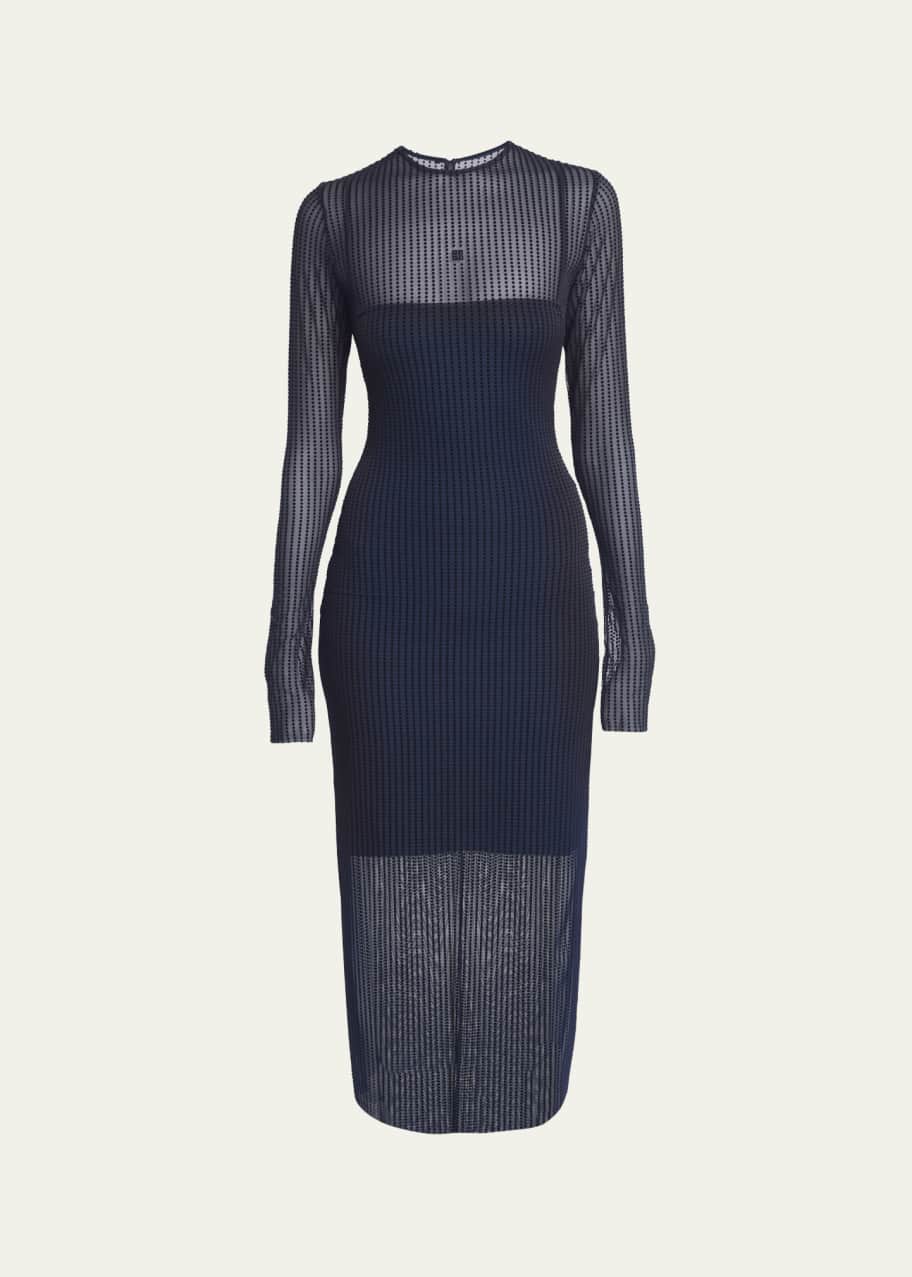 ★GIVENCHY★ TULLE MONOGRAM ペンシル ロゴ ドレス BW225620H0 Givenchy Tulle Sheer Midi Dress with Polka-Dot Detail