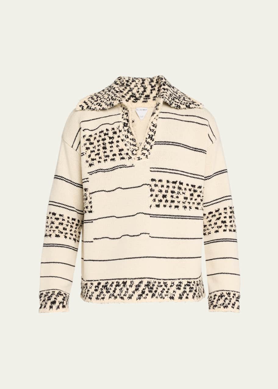 Bottega Veneta Men's Textured Stripe Knit Sweater - Bergdorf Goodman