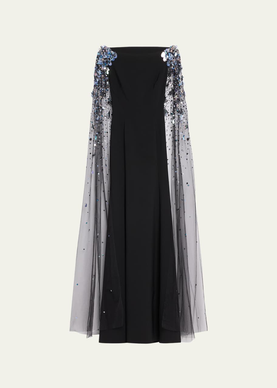 Image 1 of 1: Bitter Sweet Embellished Cape Gown