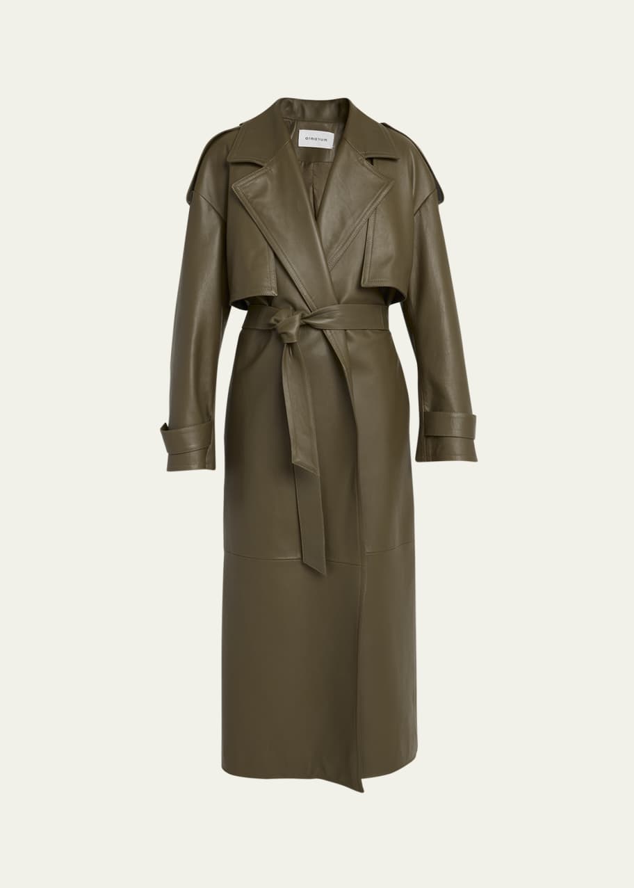 Image 1 of 1: Ginevra Belted Nappa Leather Trench Coat
