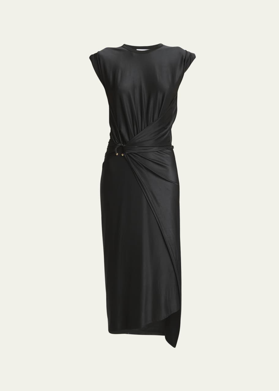 Rabanne Asymmetric Short-Sleeve Midi Wrap Dress - Bergdorf Goodman