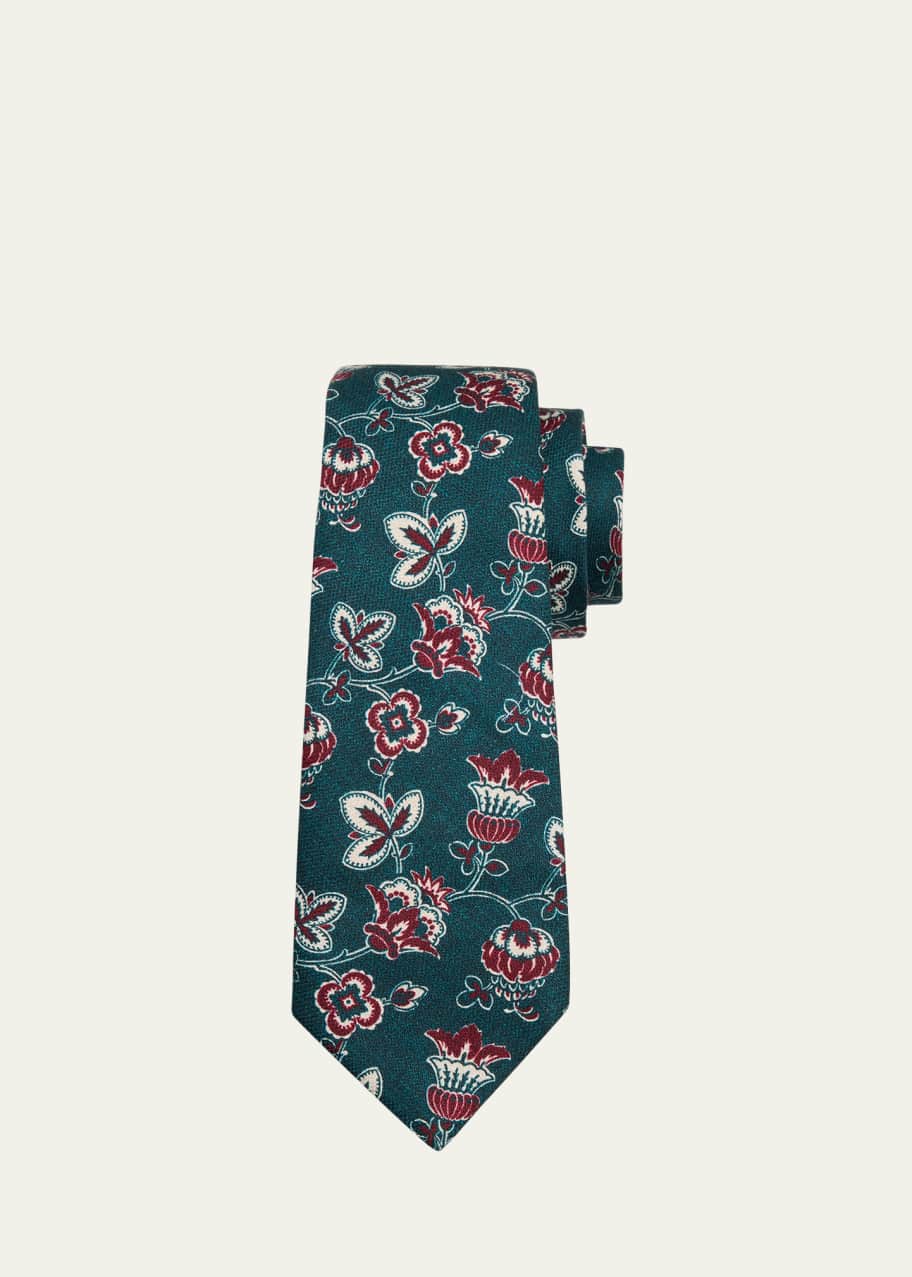 Image 1 of 1: Men's Floral Silk Tie