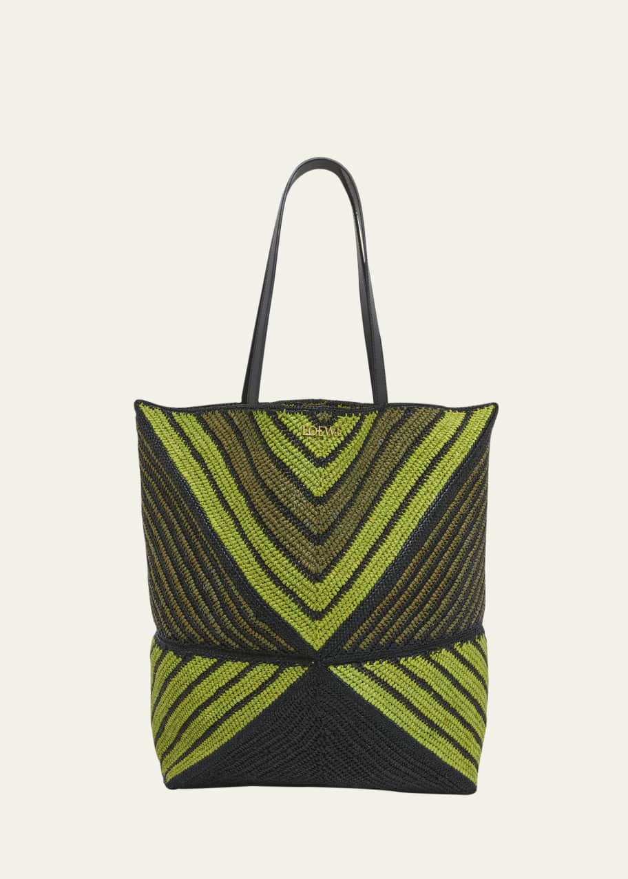 トートバッグ LOEWE A779G50X37 PUZZLE FOLD TOTE M IN RAFFIA Medium Puzzle Fold tote in raffia Beige - LOEWE