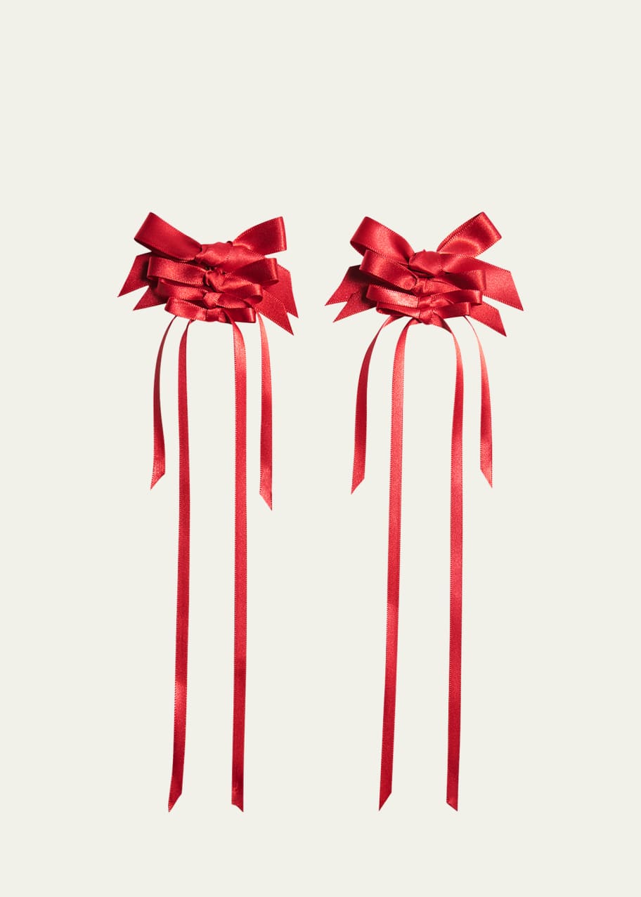 Image 1 of 1: Rosette Ribbon Bow Earrings