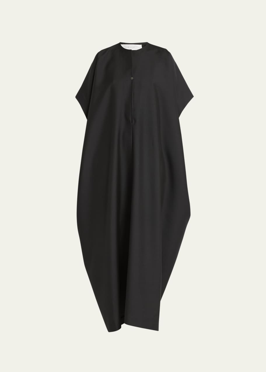 Image 1 of 1: Saule Short-Sleeve Curved Shift Maxi Dress